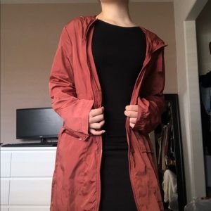 Pink water proof jacket.